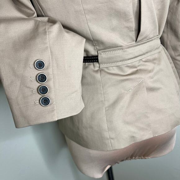 Ann Taylor LOFT Belted Jacket Medium Petite Womens Safari Utility Cargo Khaki - Picture 4 of 9